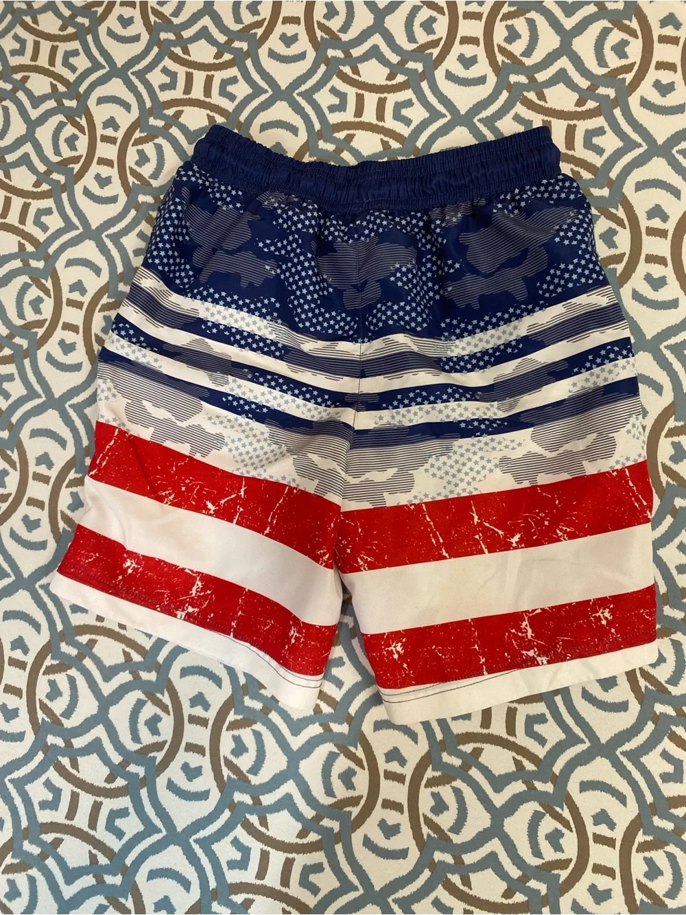 Tommy Bahama Boys Red White and Blue American Flag Swim Trunks
